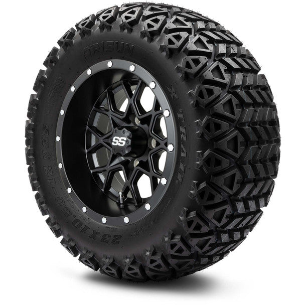 MODZ® 12" Vortex Matte Black Wheels on 23x10.50-12 Arisun X-Trail Tire