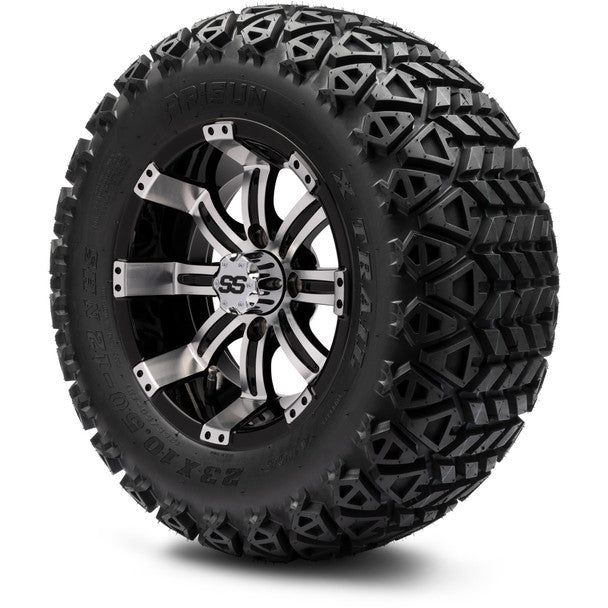 MODZ® 12" Tempest Machined Black Wheels on 23x10.50-12 Arisun X-Trail Tire