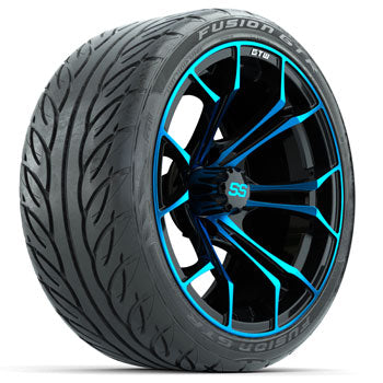 GTW Spyder Black/Blue 15 in Wheels with Fusion GTR Lo-Pro Street Tires