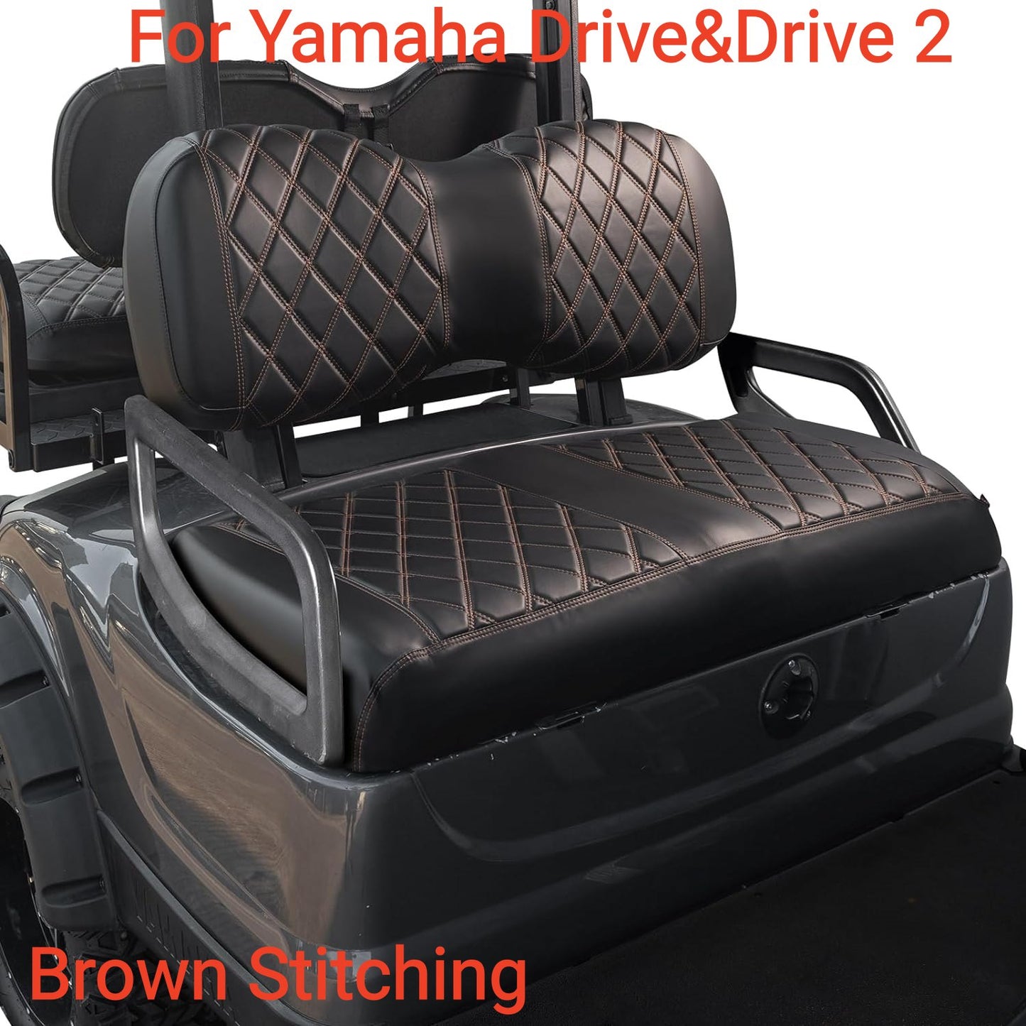 Nokins Seat Cover (Black with Brown Stitching) Yamaha Drive & Drive 2