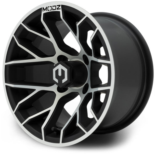 MODZ® Matrix Machined Matte Black 12" Golf Cart Wheel