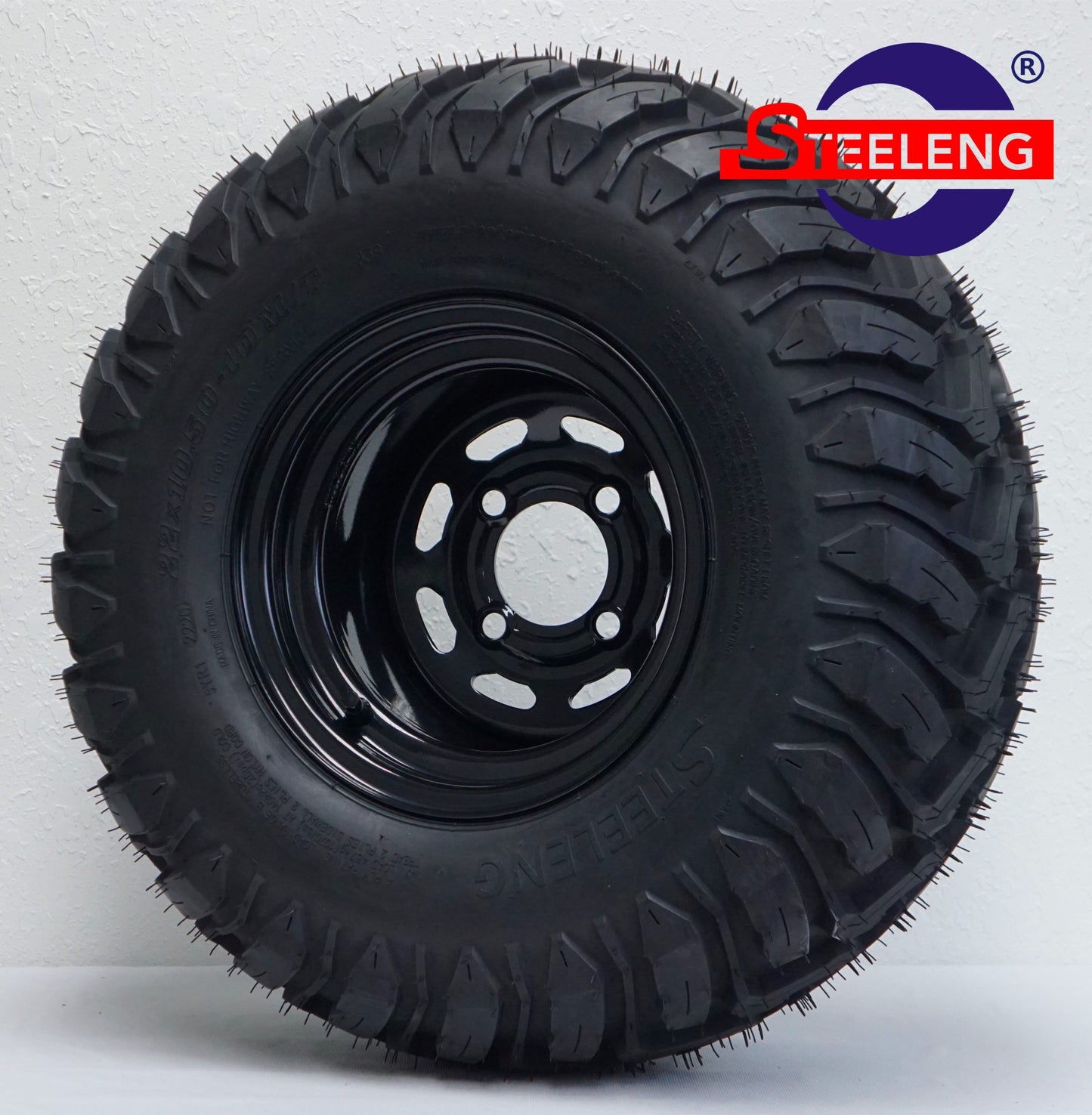 STEELENG 10” Black ‘Steel’ Wheels With 22"x7"-10" Tires