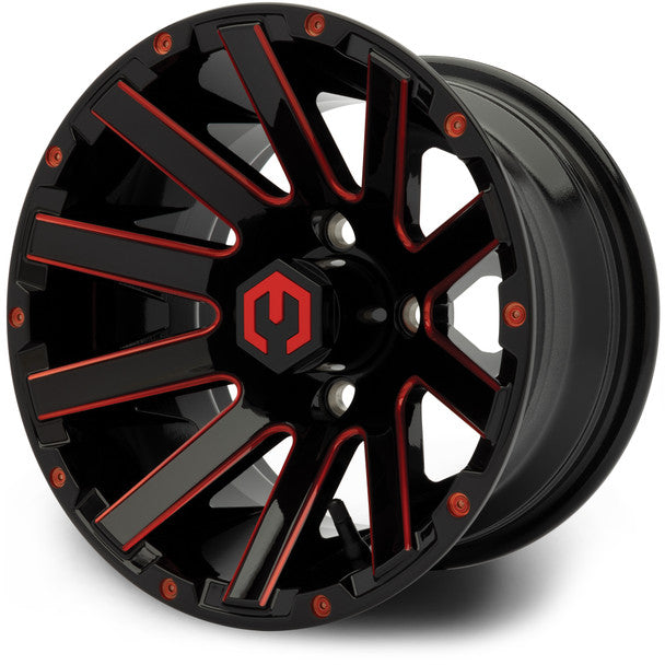 MODZ® Mauler Red & Black 12" Golf Cart Wheel