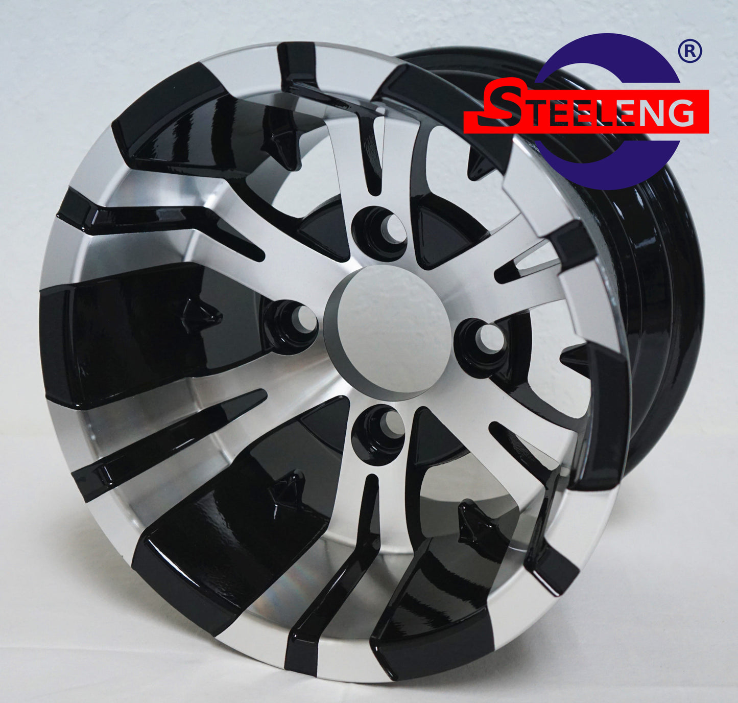 STEELENG 10” Machined/Black Vampire’ wheels with 205/65-10 Street Tires