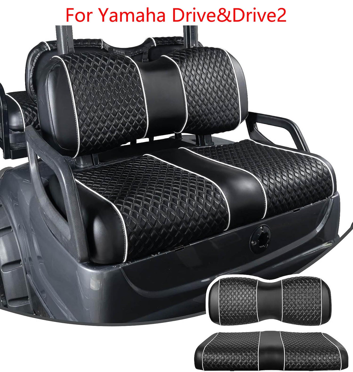 Nokins Seat Cover (Black with White Bone) Yamaha Drive & Drive 2
