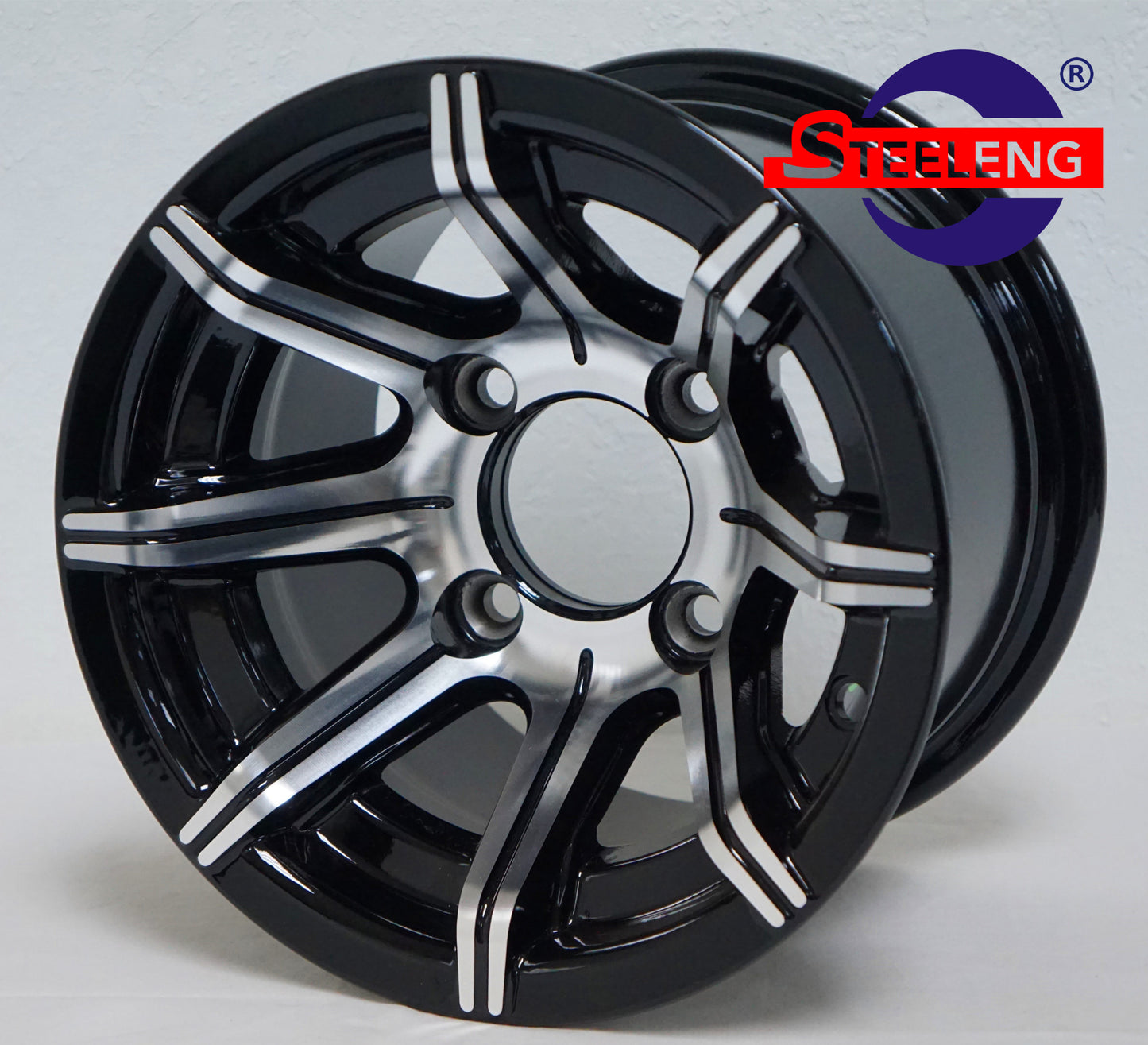 STEELENG 10” Machined/Black ‘Spider' Wheels With 22"x10.5"-10" Tires