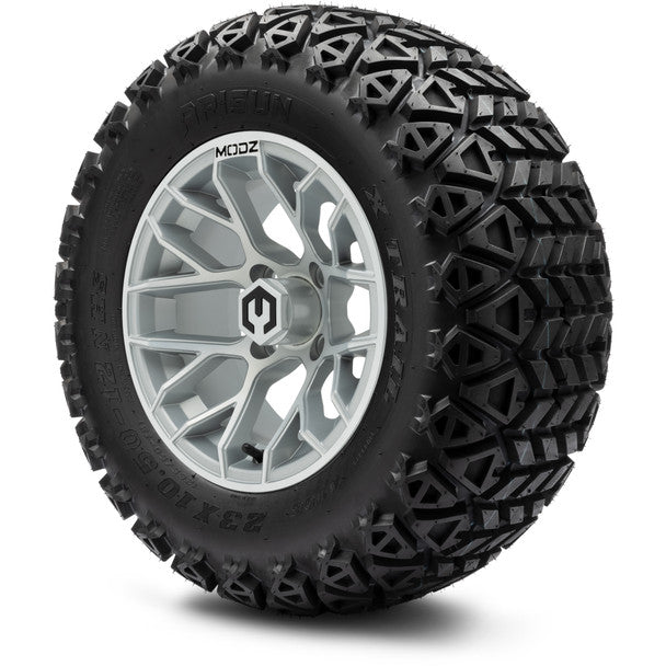 MODZ® 12" Matrix Silver Wheels on 23x10.50-12 Arisun X-Trail Tire