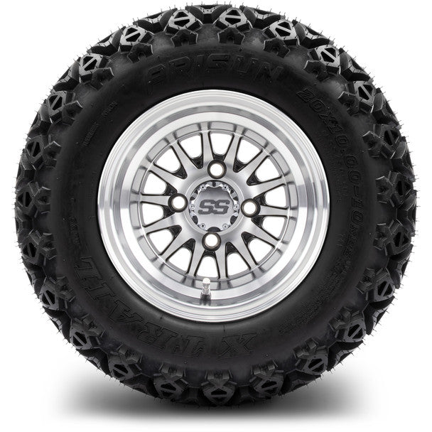 MODZ® 10" Medusa Machined Black Wheels on 20x10.00-10 X-Trail All-Terrain Tire