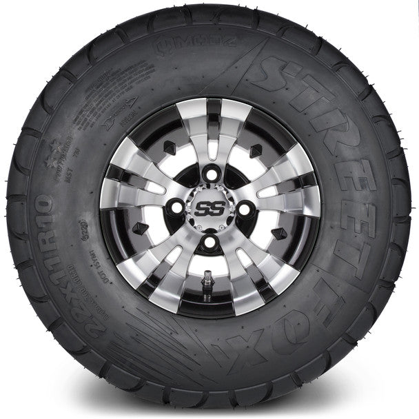MODZ® 10" Vampire Machined Black Wheels on 22x11.00-10 MODZ Street Fox Radial Tire