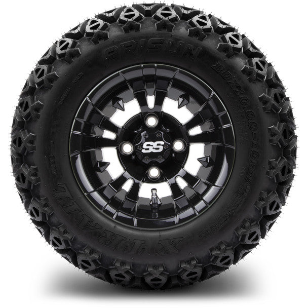 MODZ® 10" Vampire Glossy Black Wheels on 20x10.00-10 X-Trail All-Terrain Tire