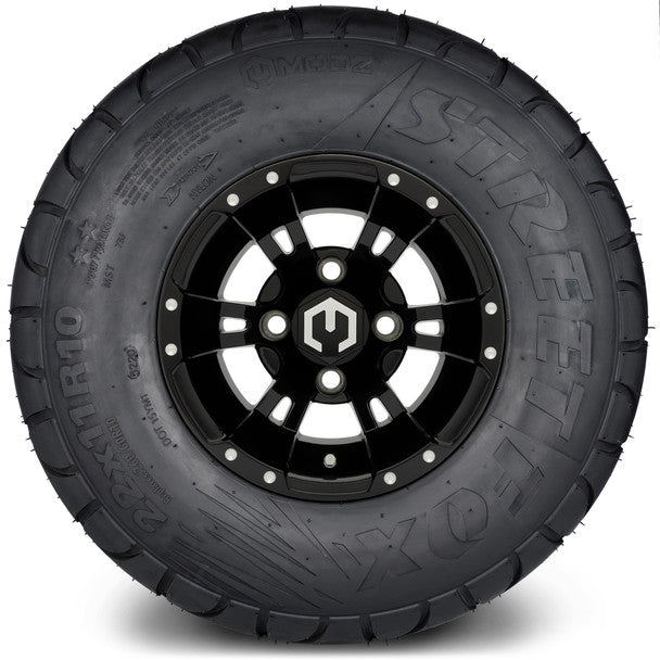 MODZ® 10" Ambush Glossy Black Wheels on 22x11.00-10 MODZ Street Fox Radial Tire