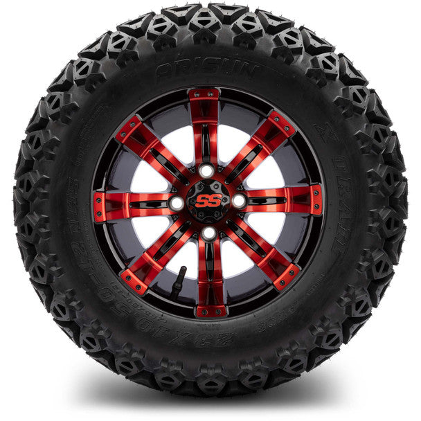 MODZ® 12" Tempest Red and Black Wheels on 23x10.50-12 Arisun X-Trail Tire