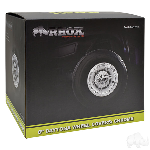 Wheel Cover, SET OF 4, 8" Daytona Chrome