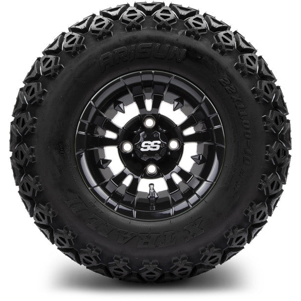 MODZ® 10" Vampire Glossy Black Wheels on 22x11.00-10 X-Trail All-Terrain Tires