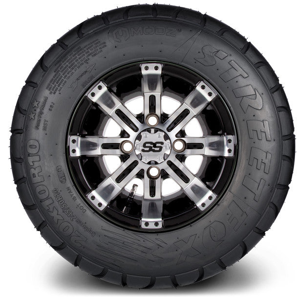 MODZ® 10" Tempest Machined Black Wheels on 20x10-10 MODZ Street Fox Radial Tire