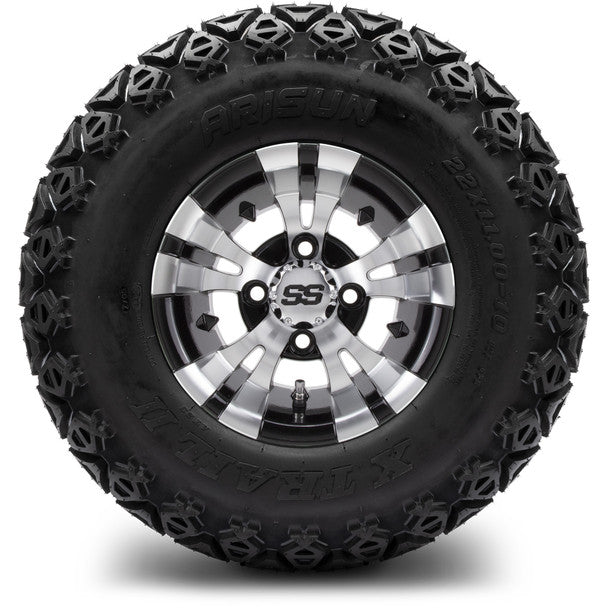 MODZ® 10" Vampire Machined Black Wheels on 22x11.00-10 X-Trail All-Terrain Tires