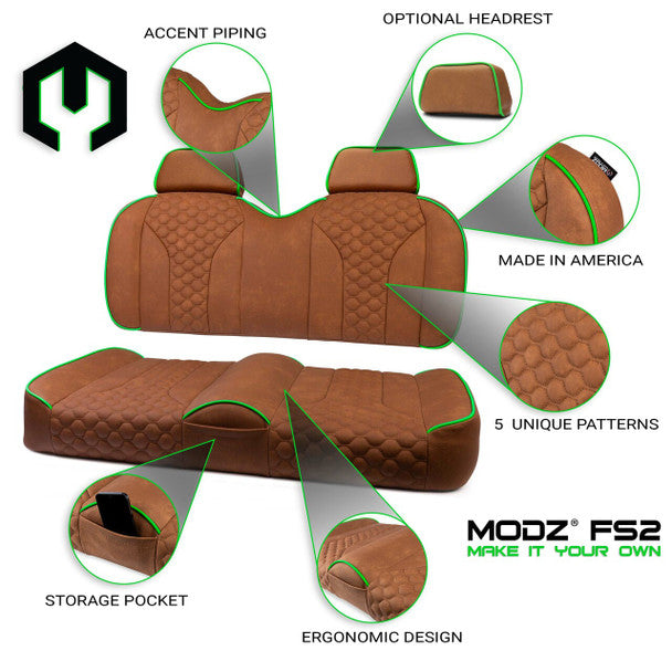 MODZ® FS2 CUSTOM FRONT SEAT - Rust BASE Fits: Club Car Precedent/ Onward/ Tempo (2004+)
