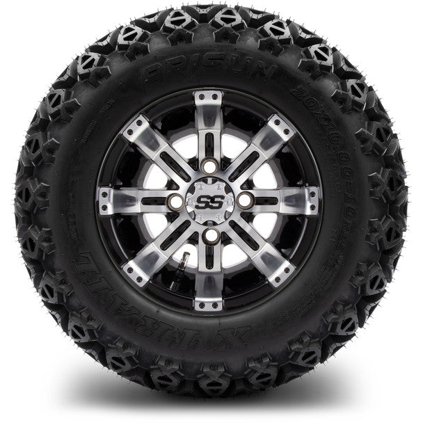 MODZ® 10" Tempest Machined Black Wheels on 20x10.00-10 X-Trail All-Terrain Tire