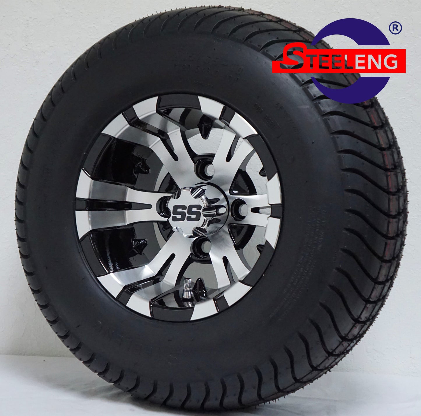 STEELENG 10” Machined/Black Vampire’ wheels with 205/65-10 Street Tires