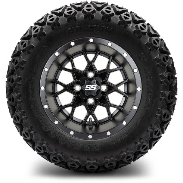MODZ® 12" Vortex Matte Black Wheels on 23x10.50-12 Arisun X-Trail Tire