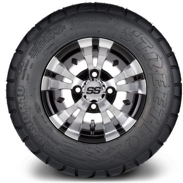 MODZ® 10" Vampire Machined Black Wheels on 20x10-10 MODZ Street Fox Radial Tire