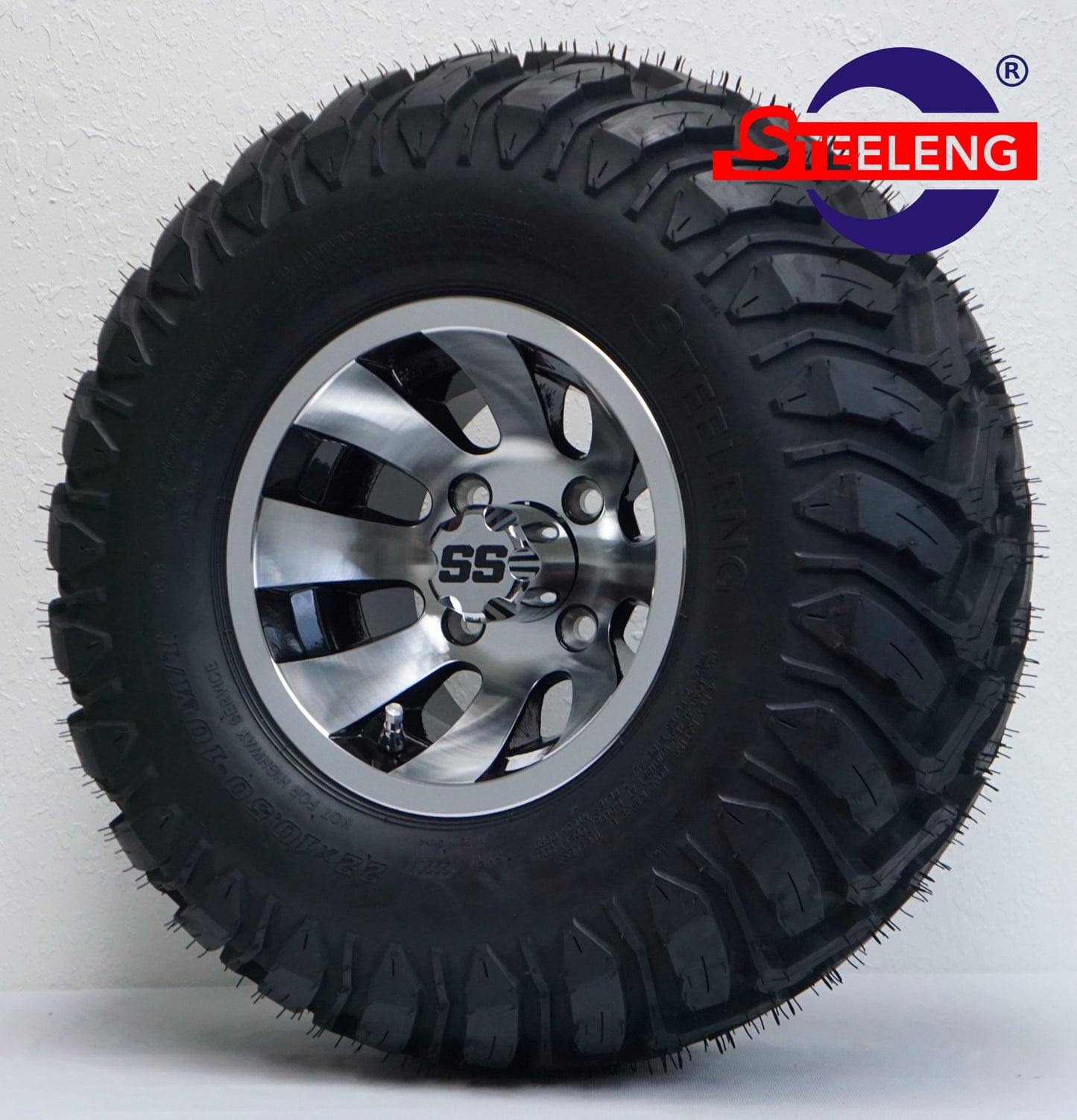STEELENG 10” Machined/Black ‘Revolver’ Wheels With 22"x10.5"-10" Tires