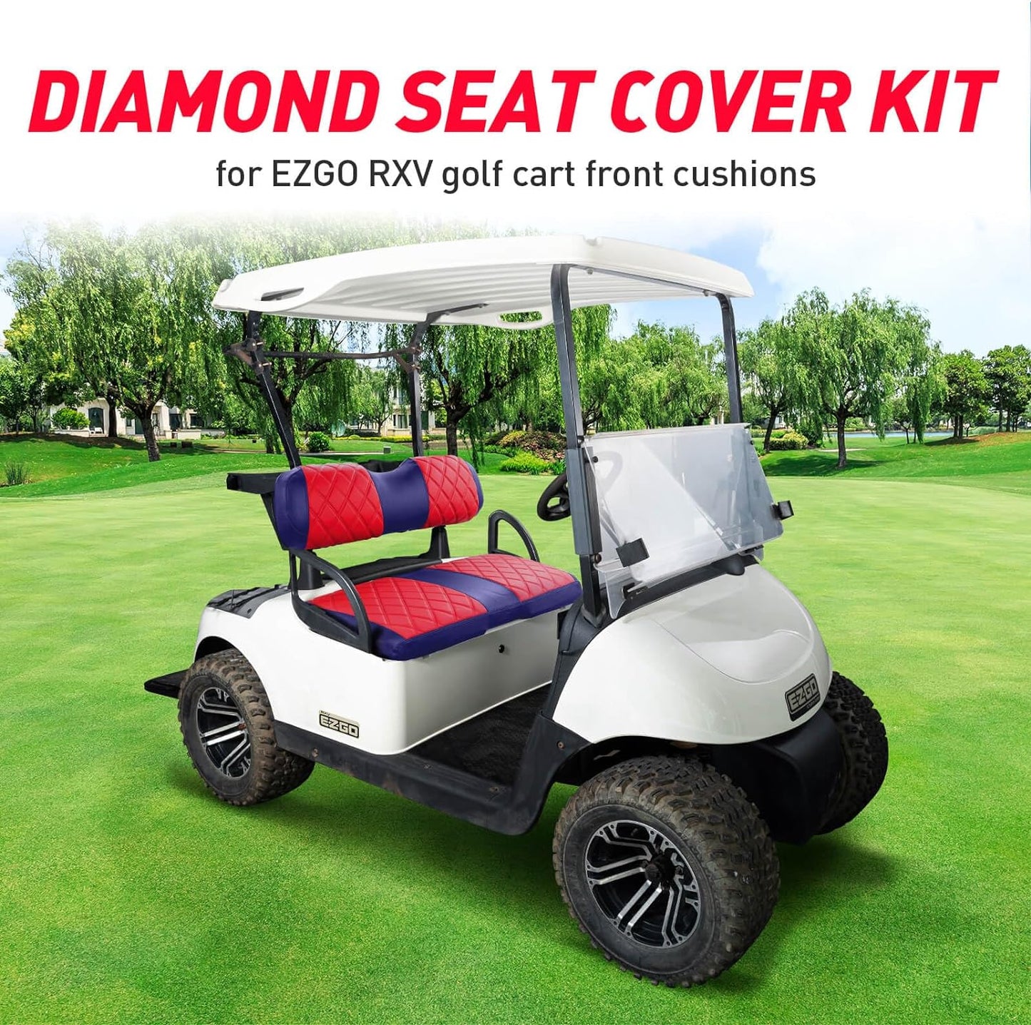 Nokins Seat Cover (Red & Blue) EZGO RXV