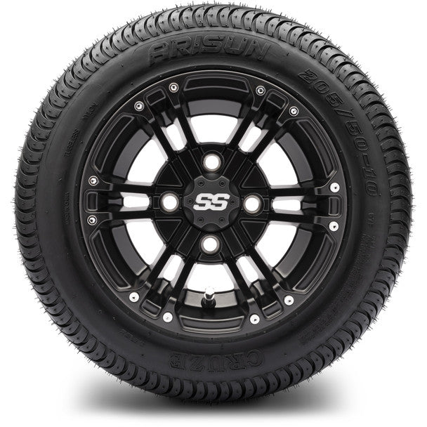 MODZ® 10" Enforcer Matte Black Wheels on Arisun Cruze 205/50-10 Street Tire MODZ