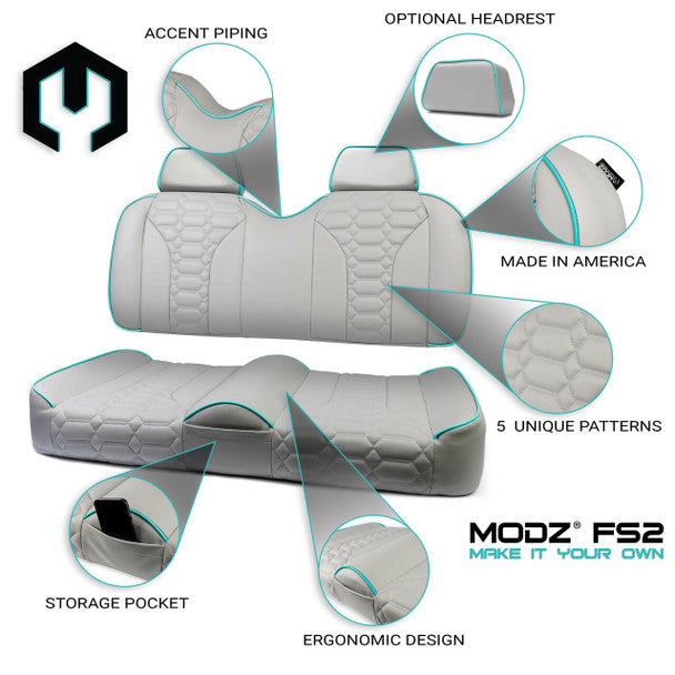 MODZ® FS2 CUSTOM FRONT SEAT - GRAY BASE Fits: Club Car Precedent/ Onward/ Tempo (2004+)