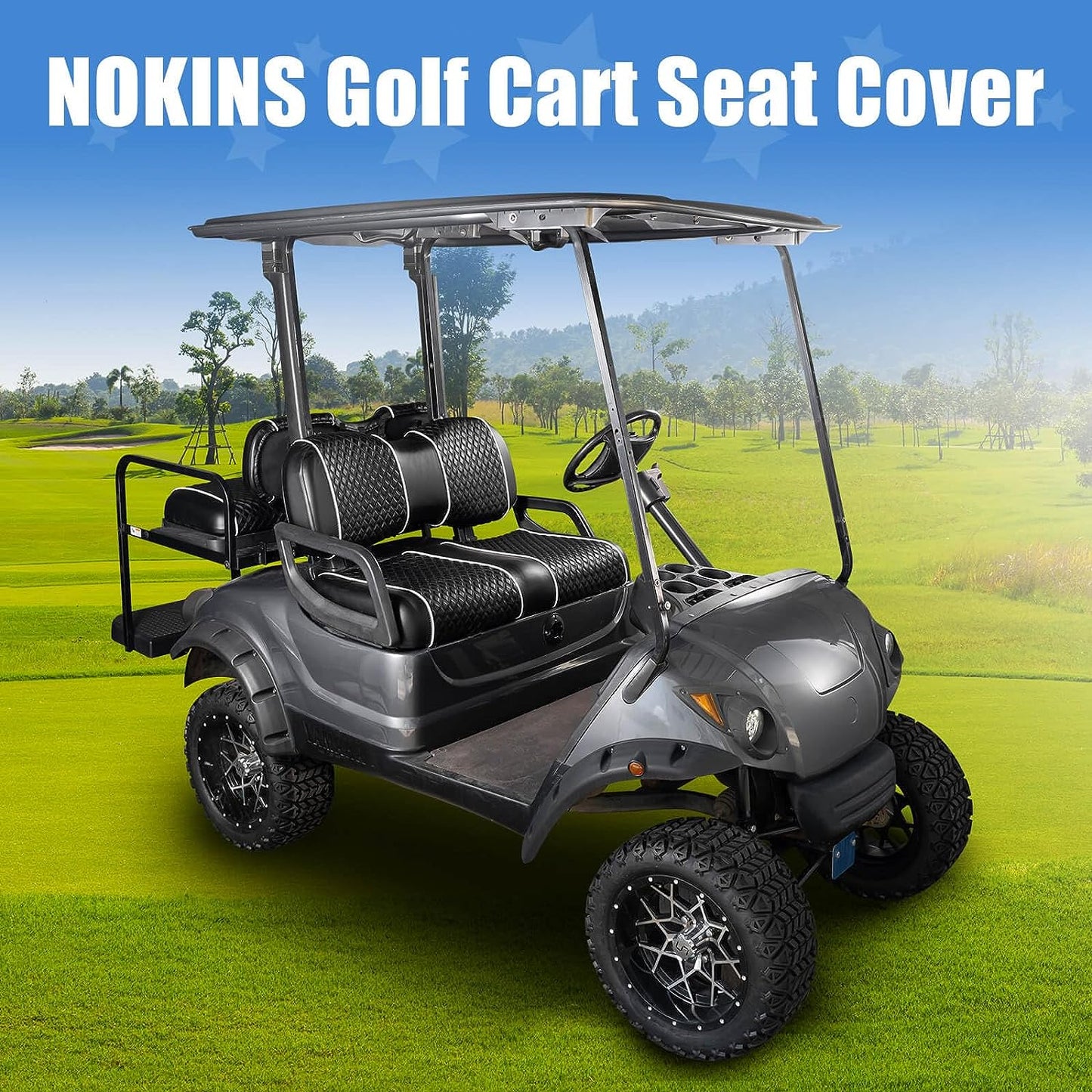 Nokins Seat Cover (Black with White Bone) Yamaha Drive & Drive 2