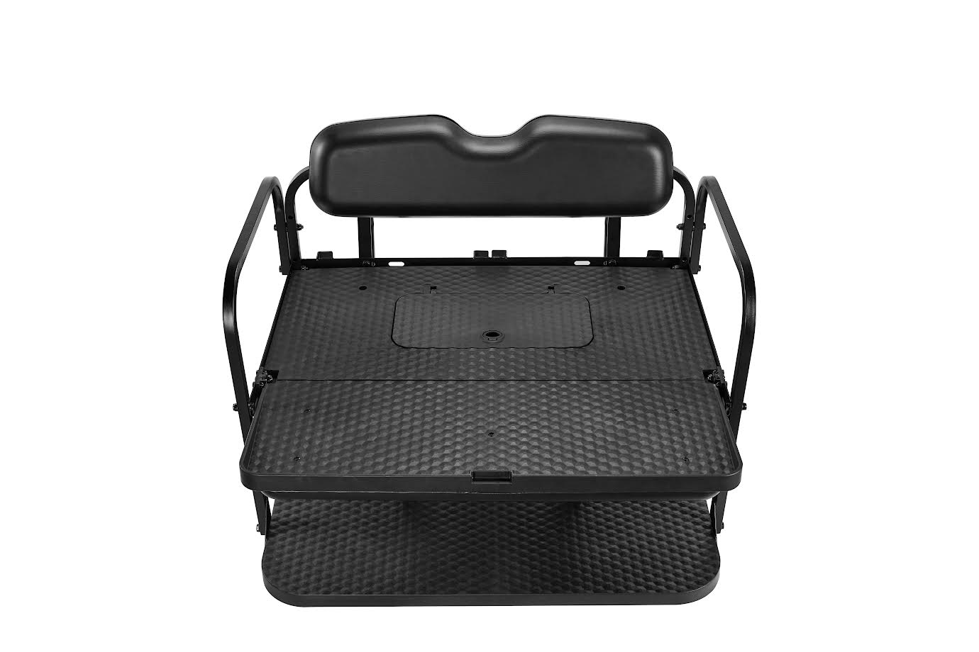 EZGO RXV Rear Flip Seat Kit with Fold Down Pad (Black Cushions) (2008-2023)