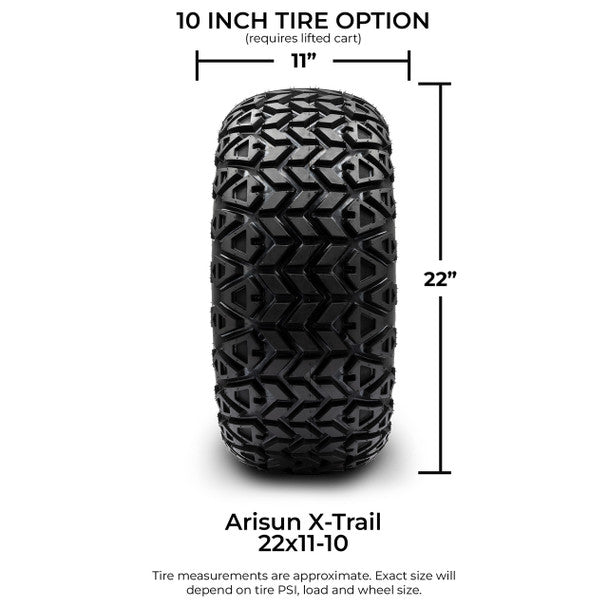 MODZ® 10" Steel D-Window Glossy Black Wheels & Off-Road Tires Combo