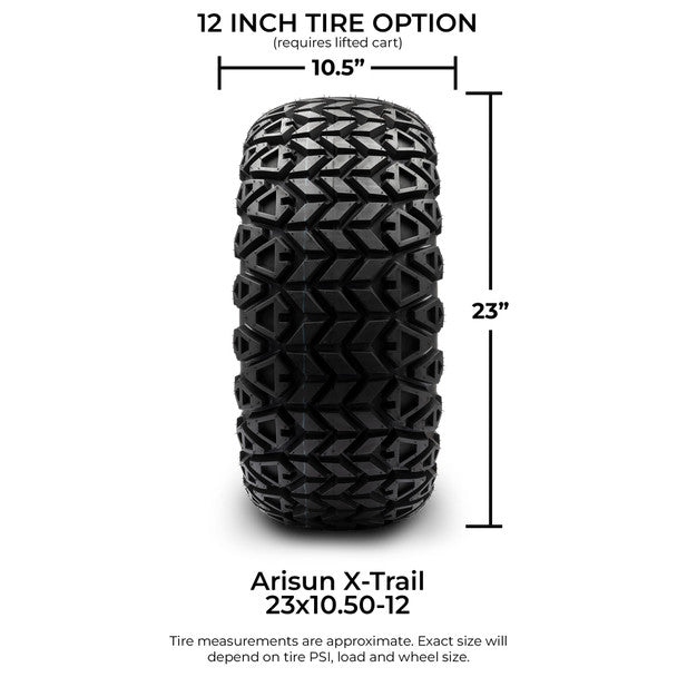 MODZ® 12" Tempest Red and Black Wheels on 23x10.50-12 Arisun X-Trail Tire