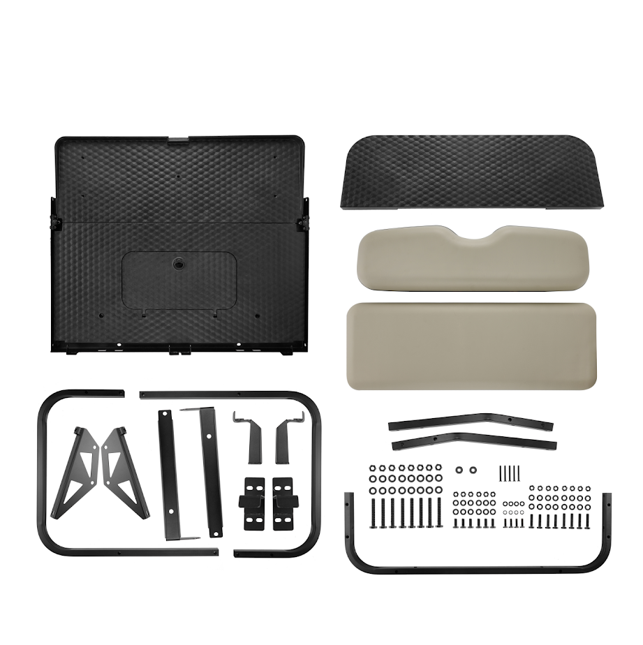 EZGO RXV Rear Seat Kit With Fold Down Pad (2008-2023) (Stone Beige Cushions)