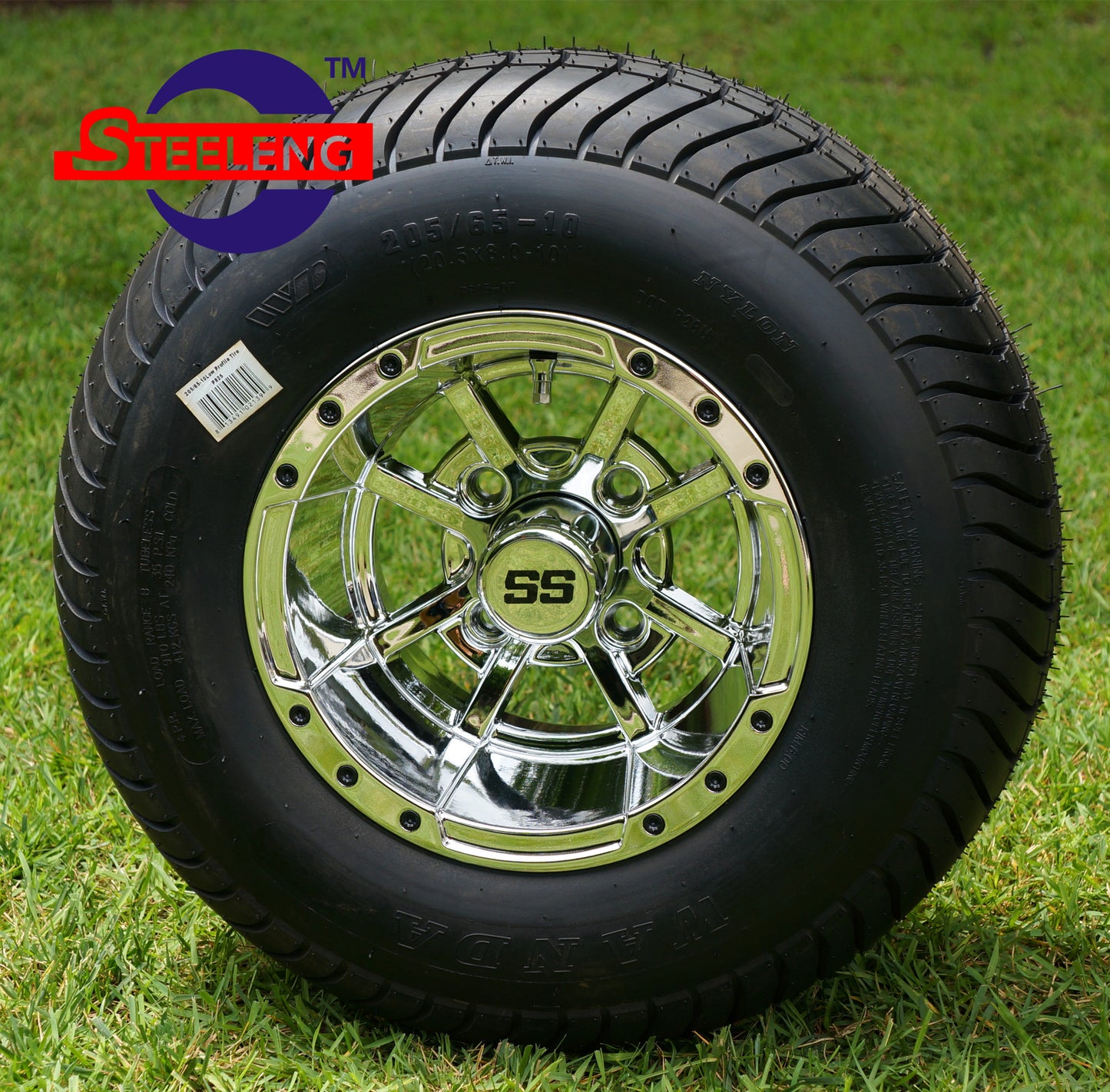 STEELENG 10” Chrome Storm Trooper wheels with 205/65-10 Street Tires