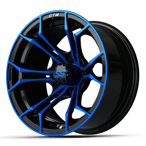 14″ GTW® Spyder Black with Blue Accents Wheel