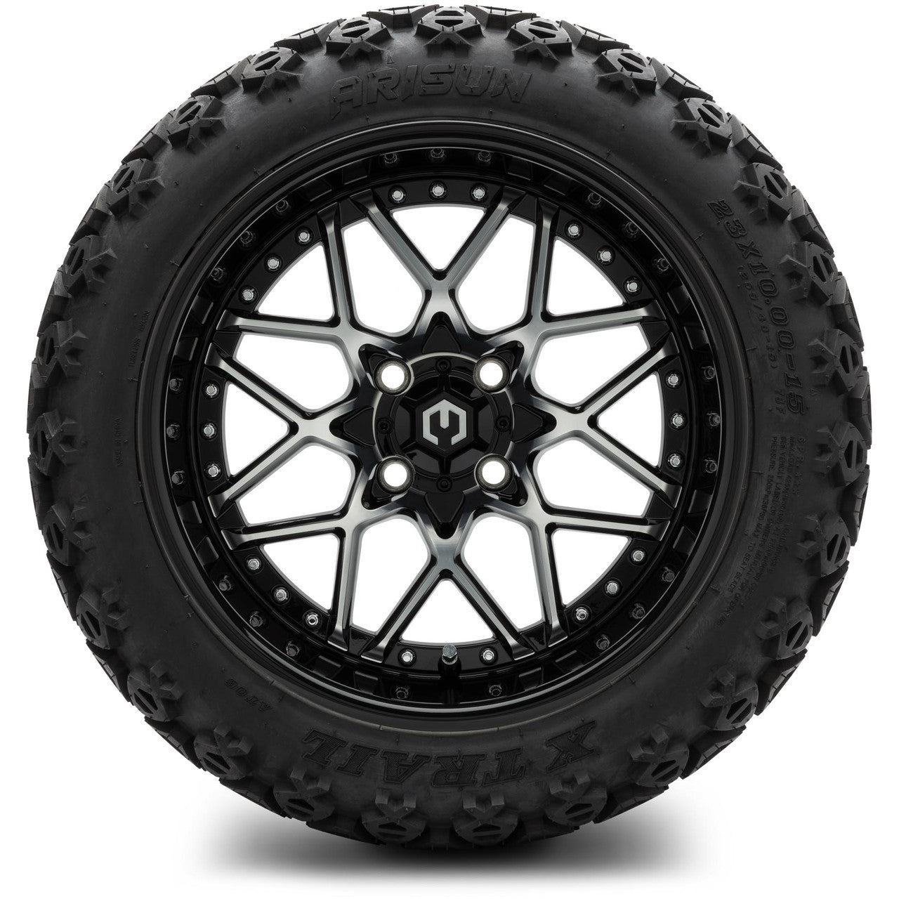 MODZ® 15" Formula Machined Black Wheels & 23x10x15 Off-Road Tires