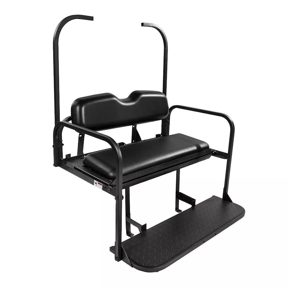 EZGO TXT Rear Flip Seat Kit with Fold Down Pad (Black Cushions) (1996-2024)