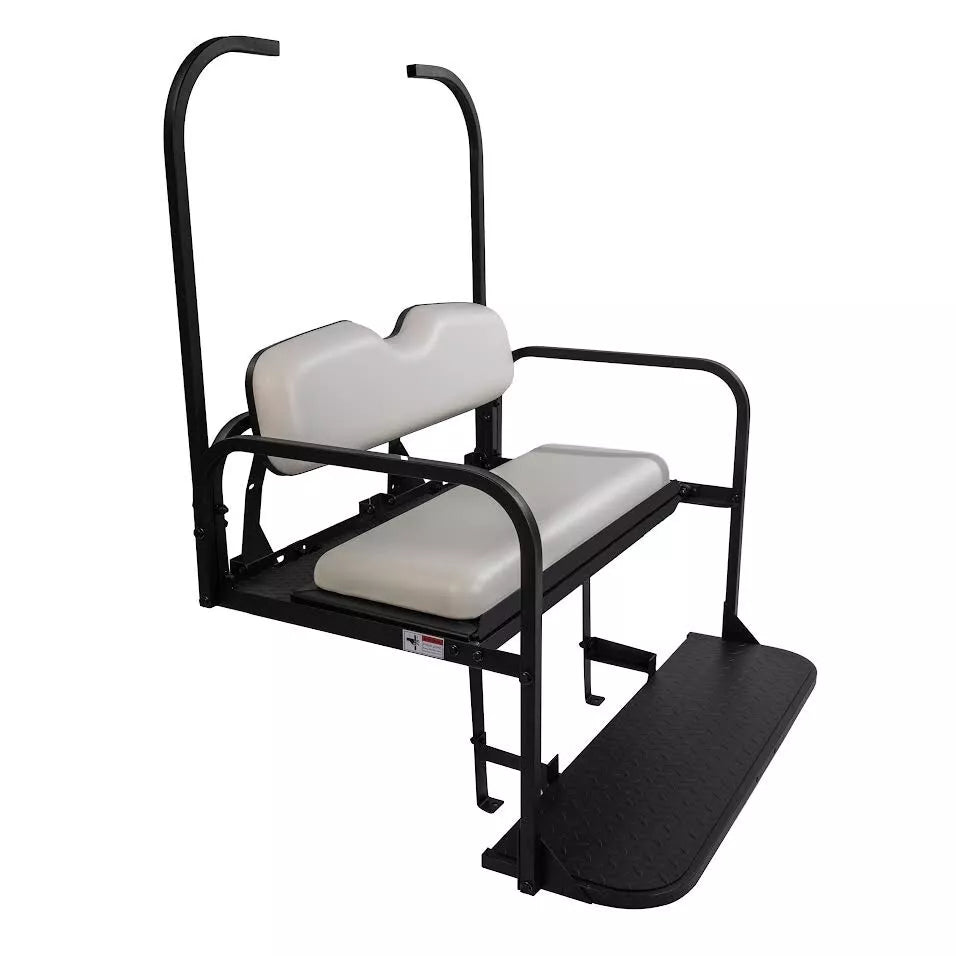 EZGO TXT Rear Flip Seat Kit with Fold Down Pad (White Cushions) (1996-2024)