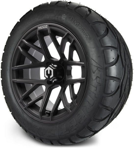 14" Matrix Matte Black Wheels & Street Tires Combo MODZ