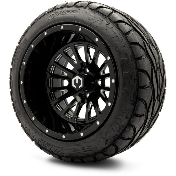 14" Assassin Glossy Black with Ball Mill Wheels & Street Tires MODZ