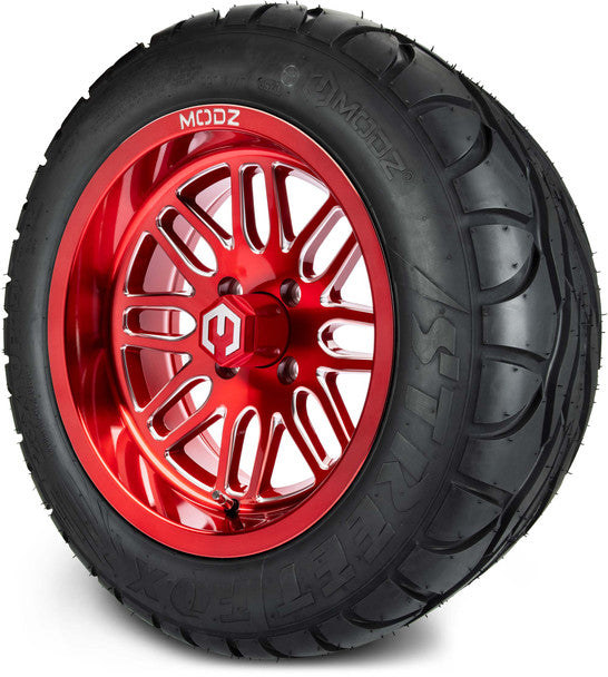 14" Mayhem Brushed Red with Ball Mill Wheels & Street Tires Combo MODZ