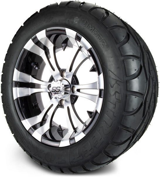 14" Vampire Machined Black Wheels & Street Tires Combo MODZ