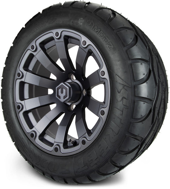 14" Bomber Matte Gunmetal Wheels & Street Tires Combo MODZ