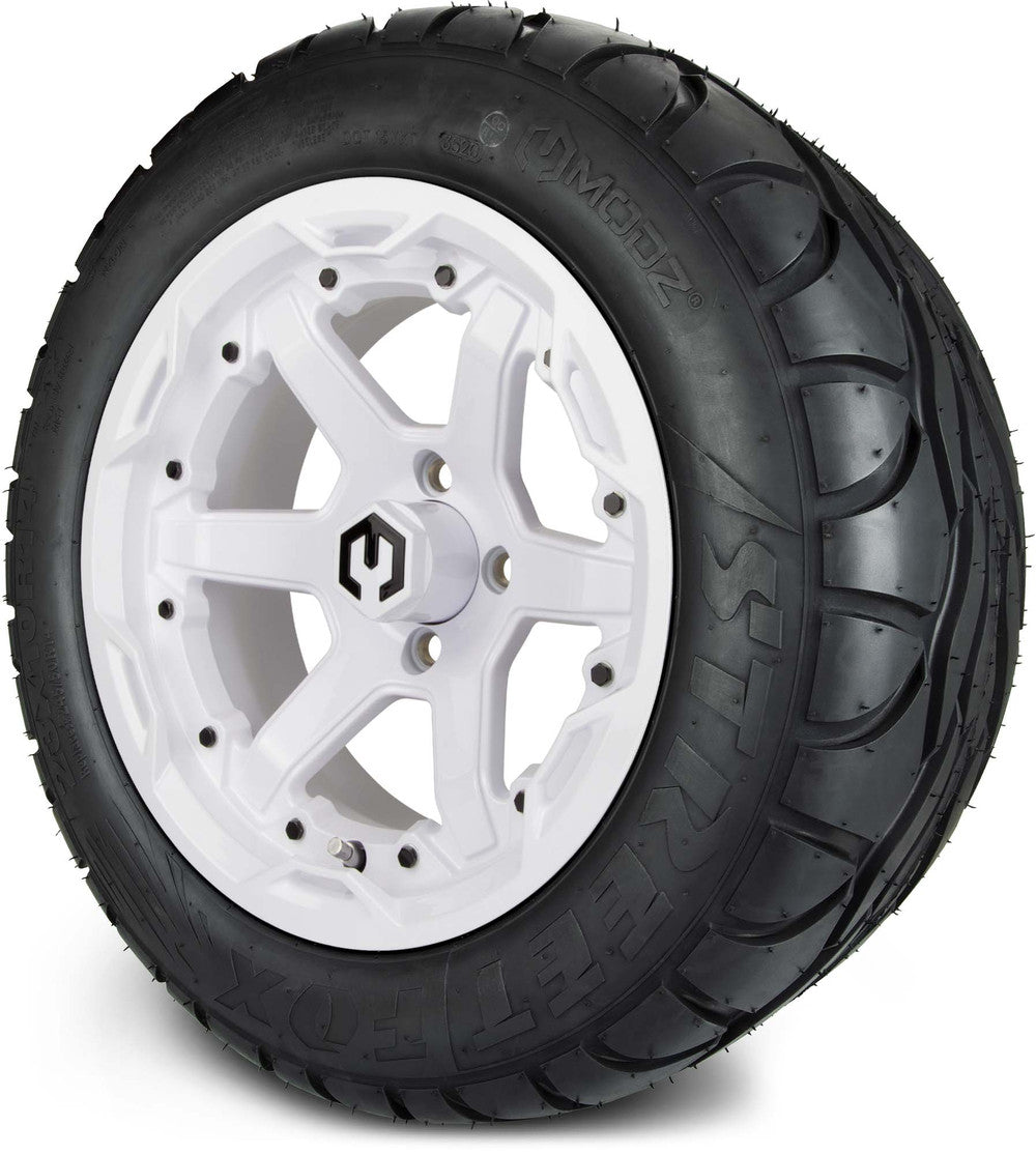 14" Gladiator Glossy White Wheels and Street Tires Combo MODZ