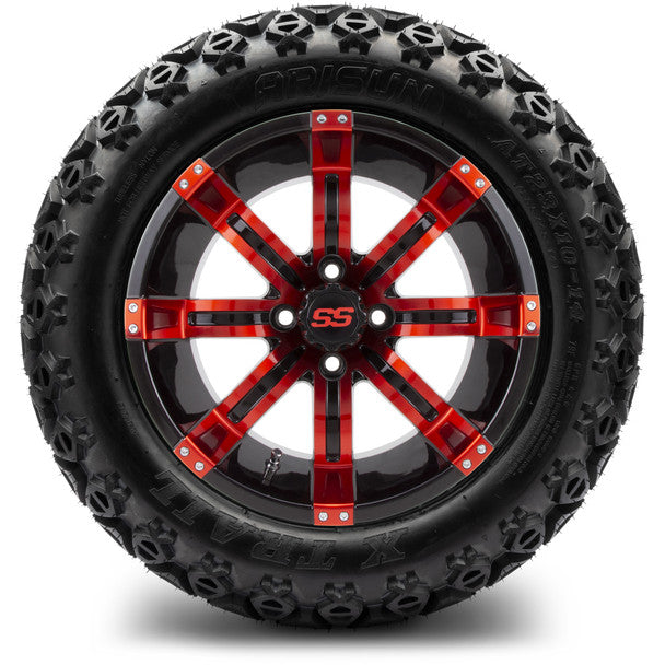 14" Tempest Red and Black Wheels & Off-Road Tires Combo MODZ