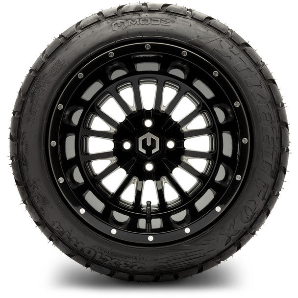 14" Assassin Glossy Black with Ball Mill Wheels & Street Tires MODZ