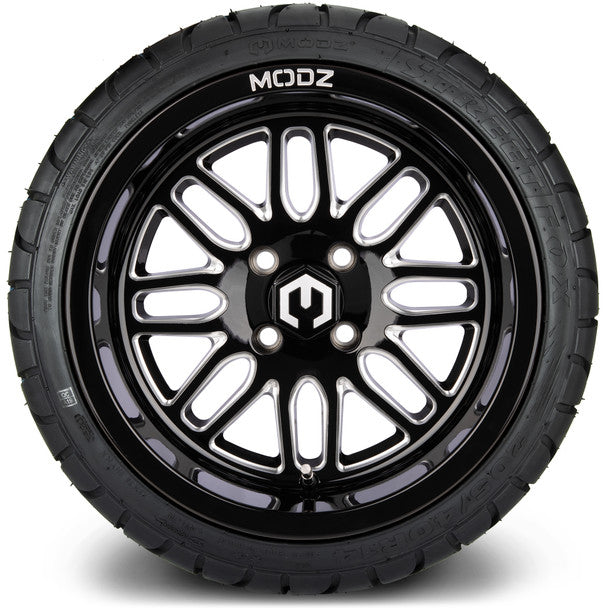 14" Mayhem Glossy Black with Ball Mill Wheels & Street Tires Combo MODZ