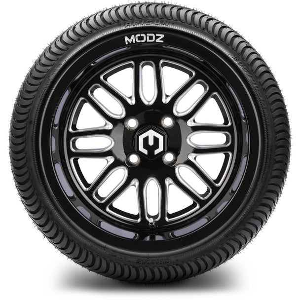 14" Mayhem Glossy Black with Ball Mill Wheels & Street Tires Combo MODZ
