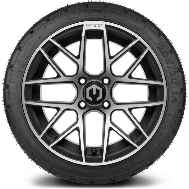 14" Matrix Machined Black Wheels & Street Tires Combo MODZ